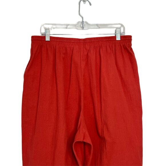 Alfred Dunner Burnt Orange Drawstring Stretch Gauze Wide Leg Pants Size 18 - Picture 6 of 10